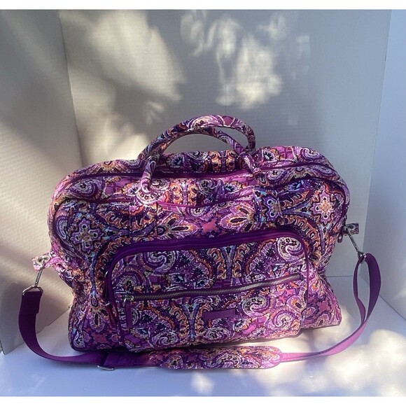 Vera Bradley Grand Traveler Weekender Bag Dream Paisley Purple Tapestry - Picture 10 of 16